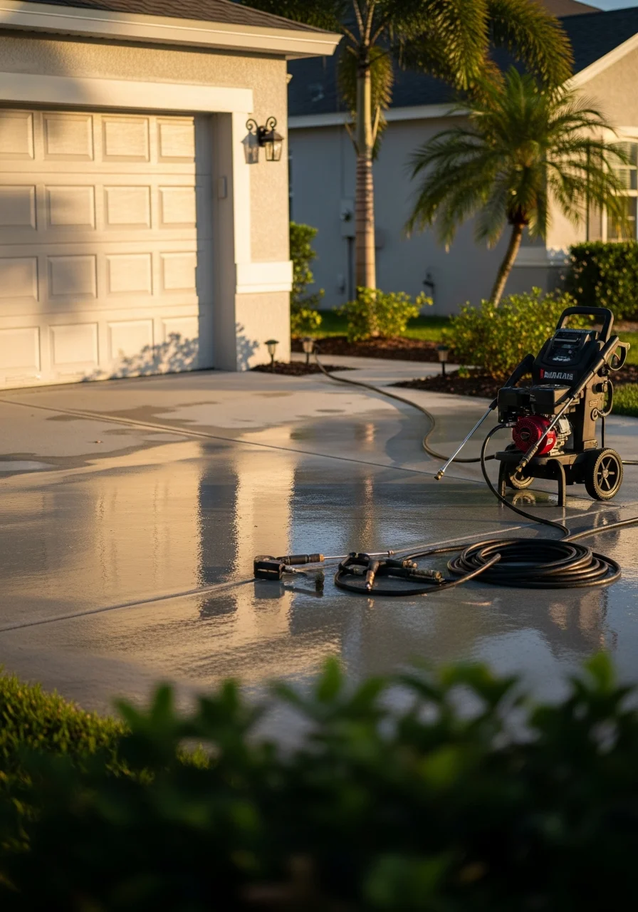 Service team member discussing project scope with a Brandon homeowner in the driveway.