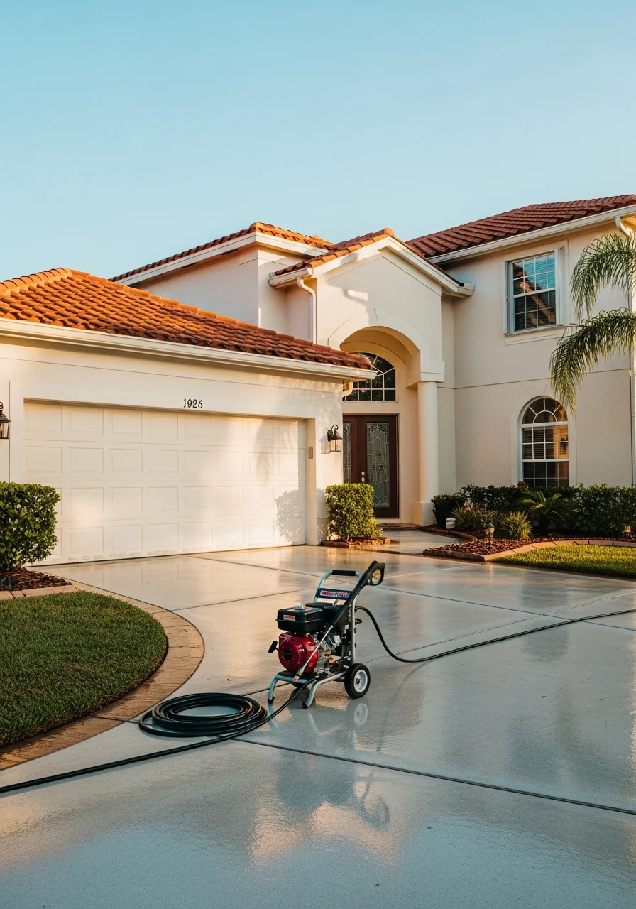 Professional service team standing in front of a well-maintained Carrollwood home.