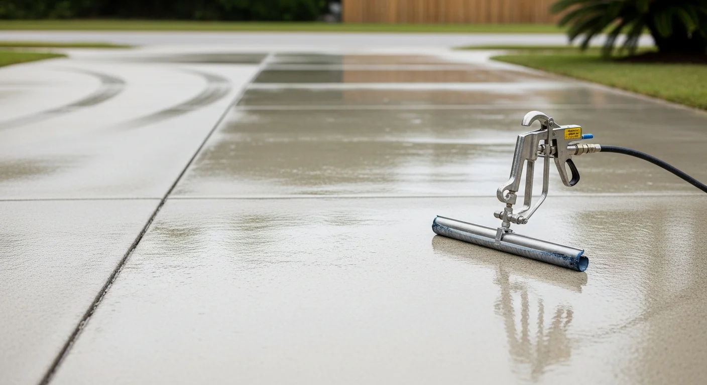 A freshly sealed concrete pool deck and paver driveway at a residential property in Mango, Florida, showing clean, even surfaces with no visible staining or algae growth. Got Your Six Pressure Washing completed the outdoor surface sealing service on a sunny Land O' Lakes afternoon.